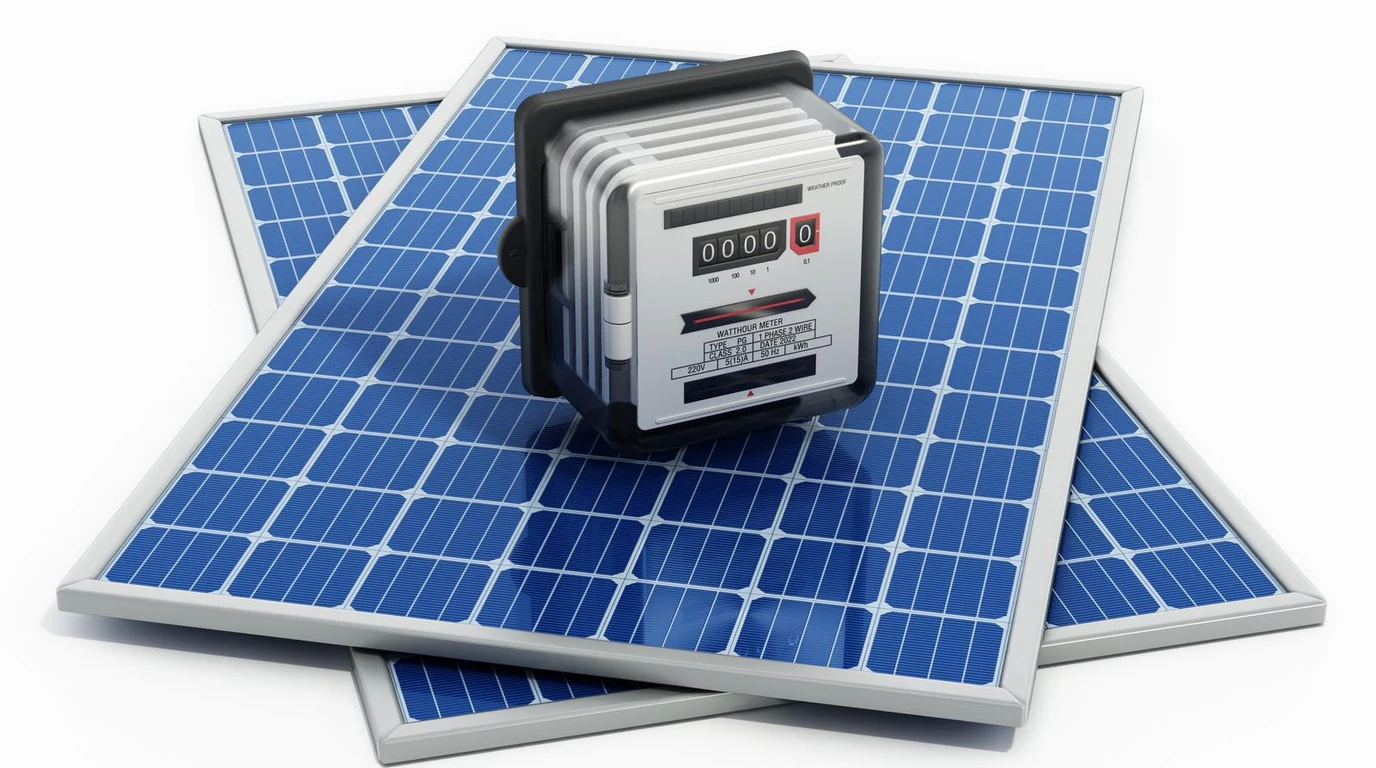 Rooftop Solar Array Operating at Midday Peak Power Output with Solar Inverter