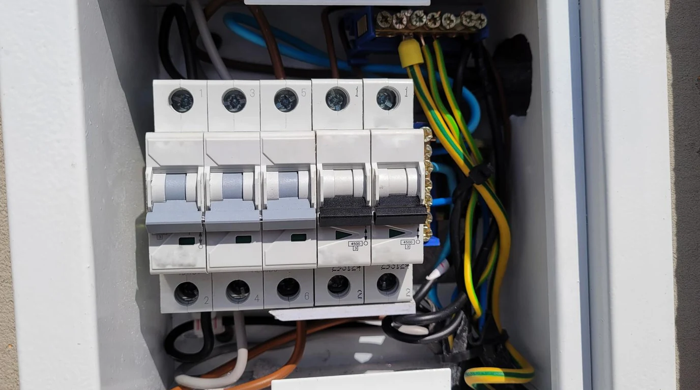 Electrician Installing SPAN Smart Electrical Panel Alongside Home Battery Storage in Clean Garage