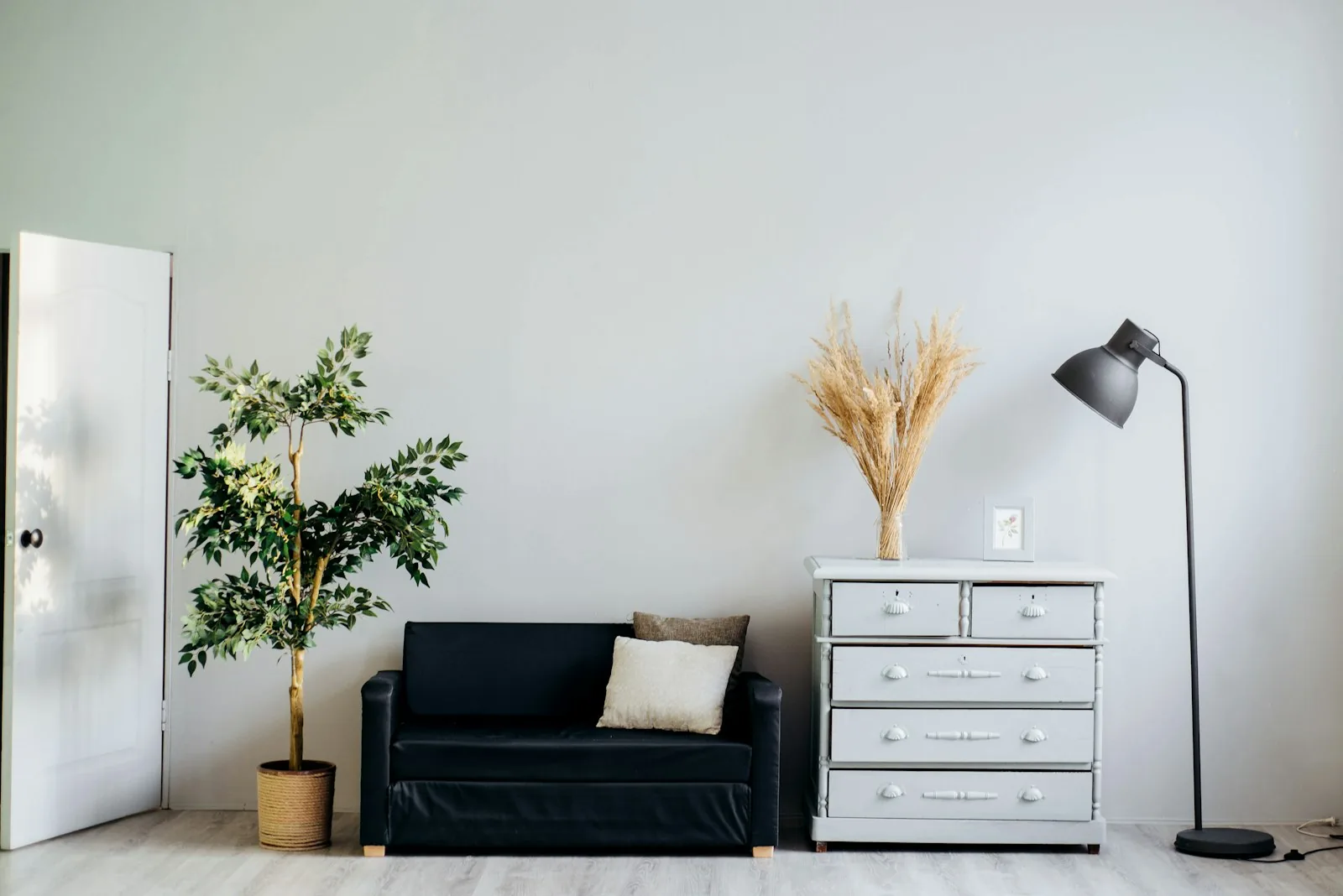 Modern clean interior living space with warm lighting and power resilience during winter storm outside